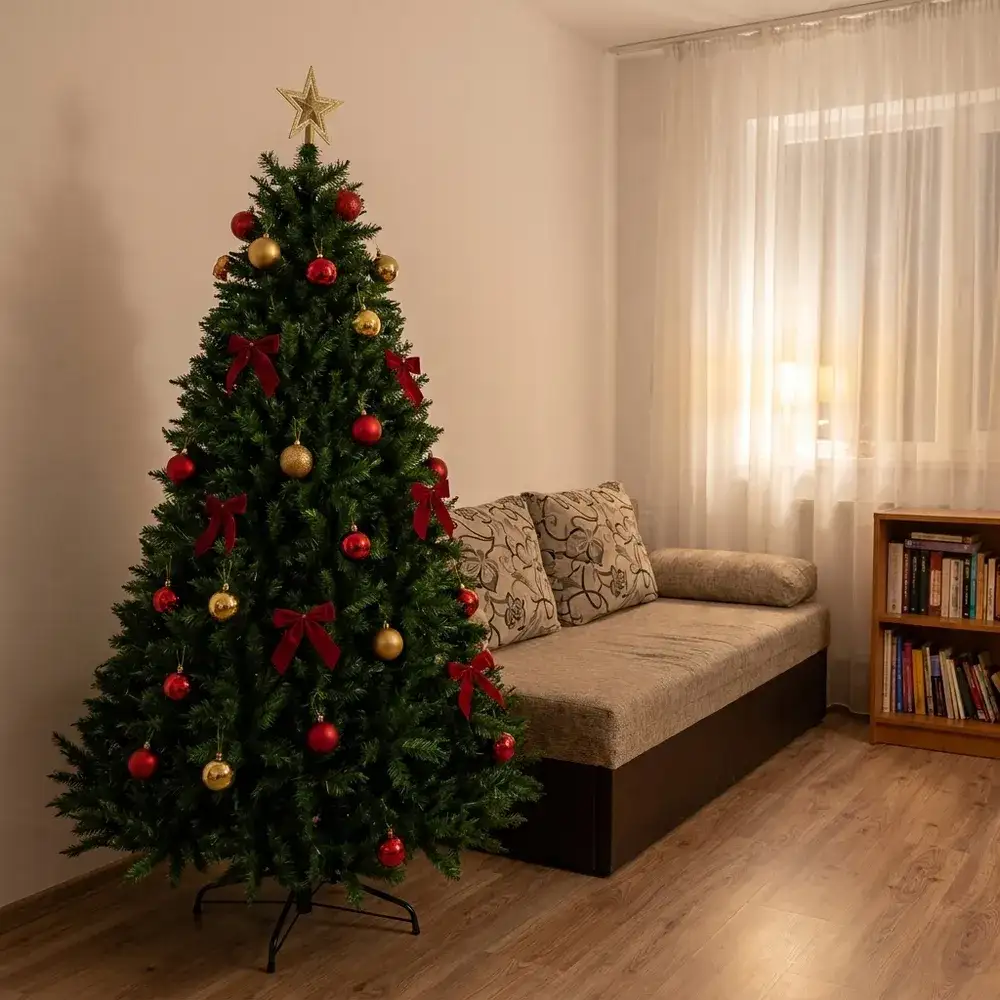 Brad Artificial Spectrum cu ace 2D, împodobit, în colțul unei garsoniere